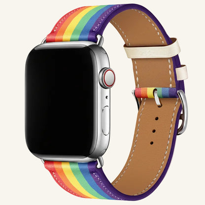 Bracelet Apple Watch cuir véritable single tour blanc