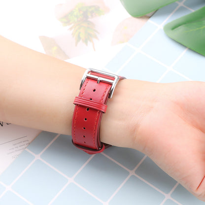 Bracelet Apple Watch cuir véritable single tour bleu paon — Le Voyageur