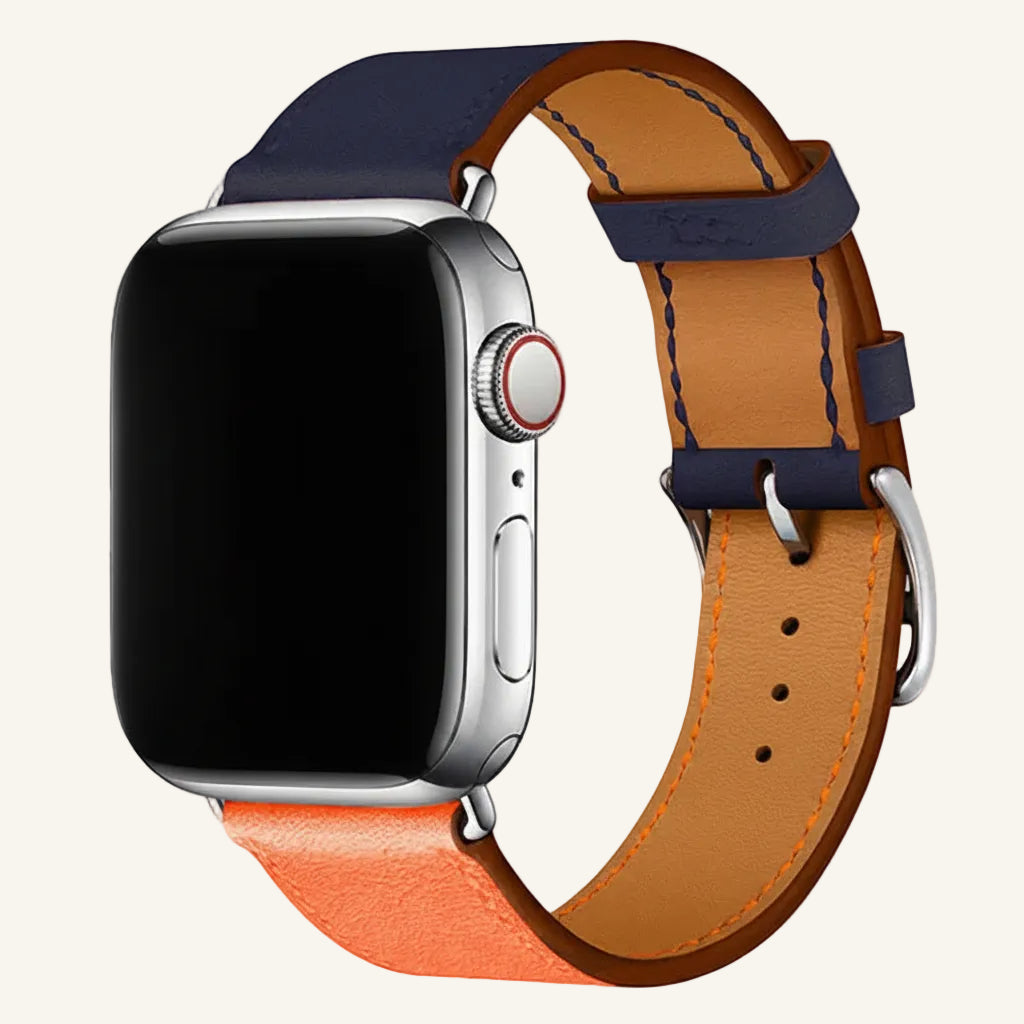 Bracelet Apple Watch cuir véritable single tour indigo