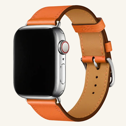 Bracelet Apple Watch cuir véritable single tour noir