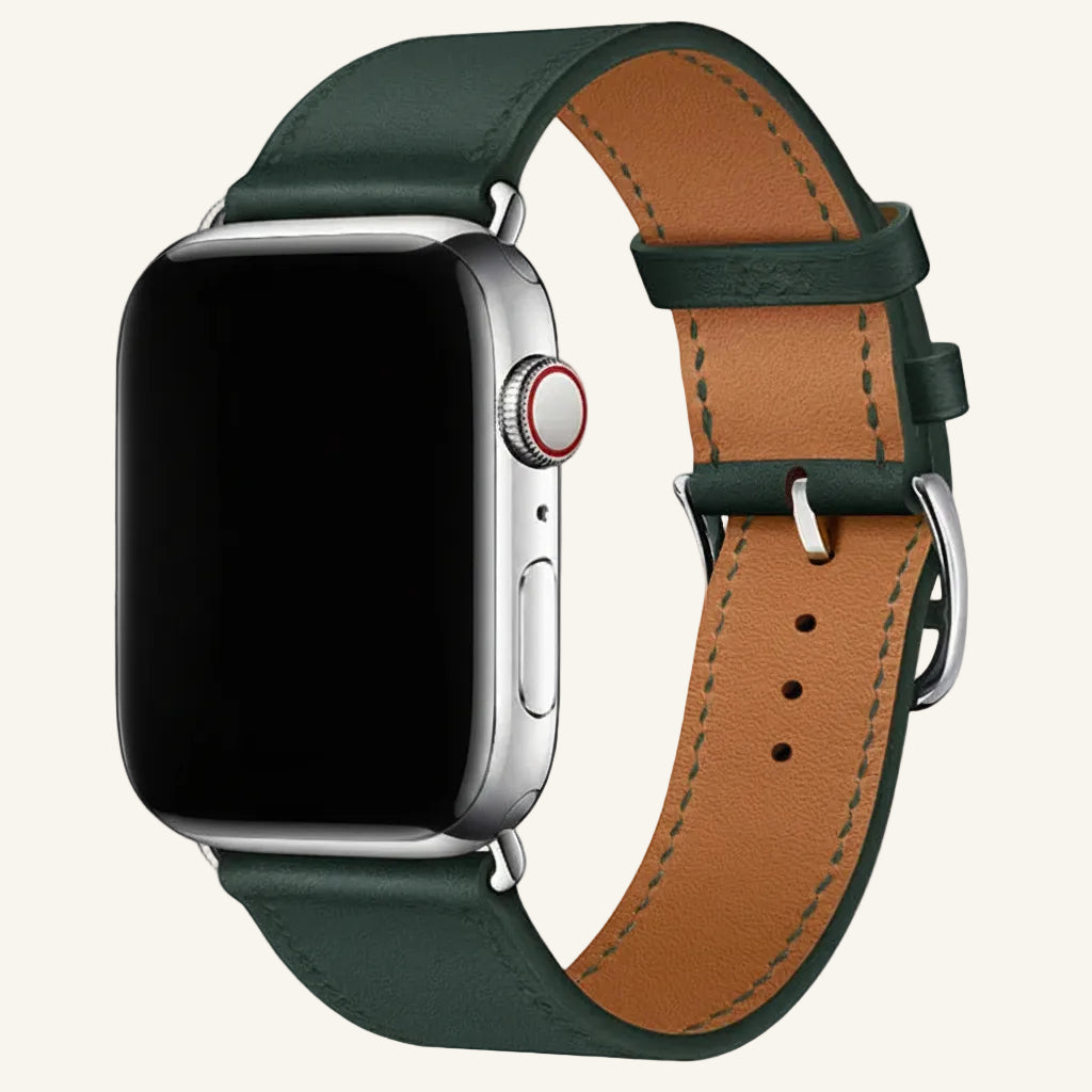 Bracelet Apple Watch cuir véritable single tour rouge classique