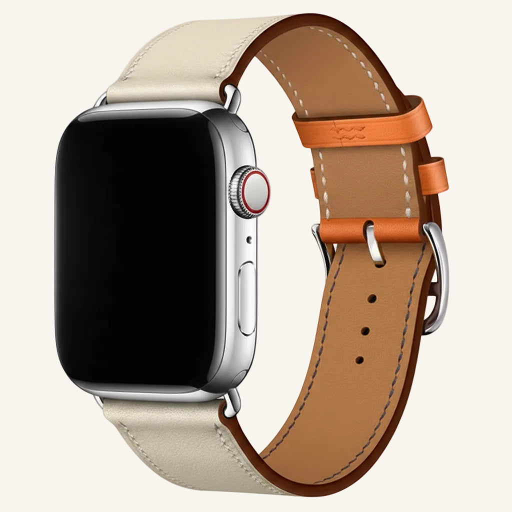 Bracelet Apple Watch cuir véritable single tour rouge vin