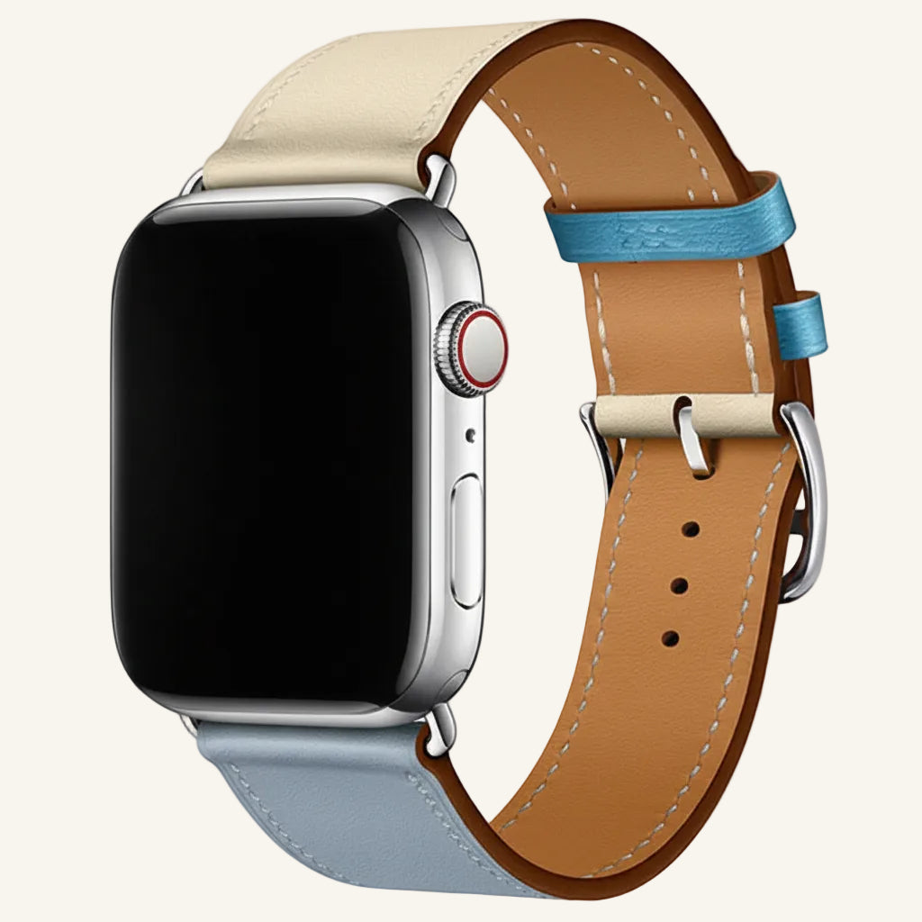 Bracelet Apple Watch cuir véritable single tour taupe