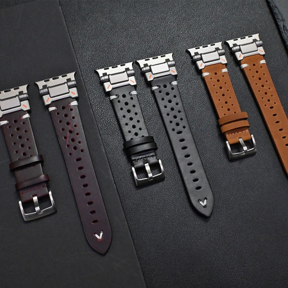 Bracelet Apple Watch cuir véritable sport homme — Le Trappeur