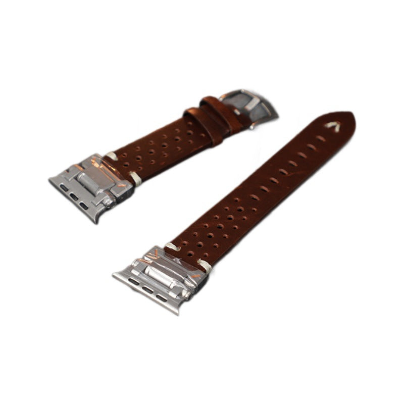 Bracelet Apple Watch cuir véritable Le Trappeur porté au poignet