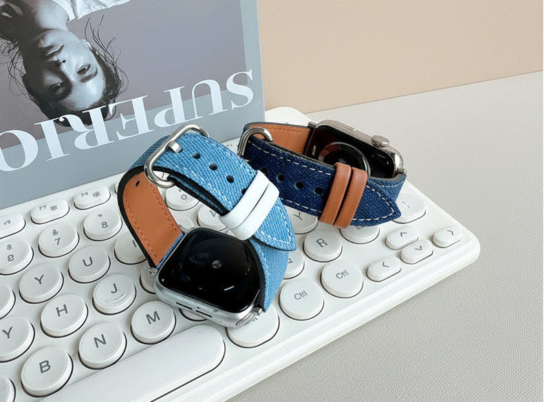 Bracelet Apple Watch denim bleu clair délavé