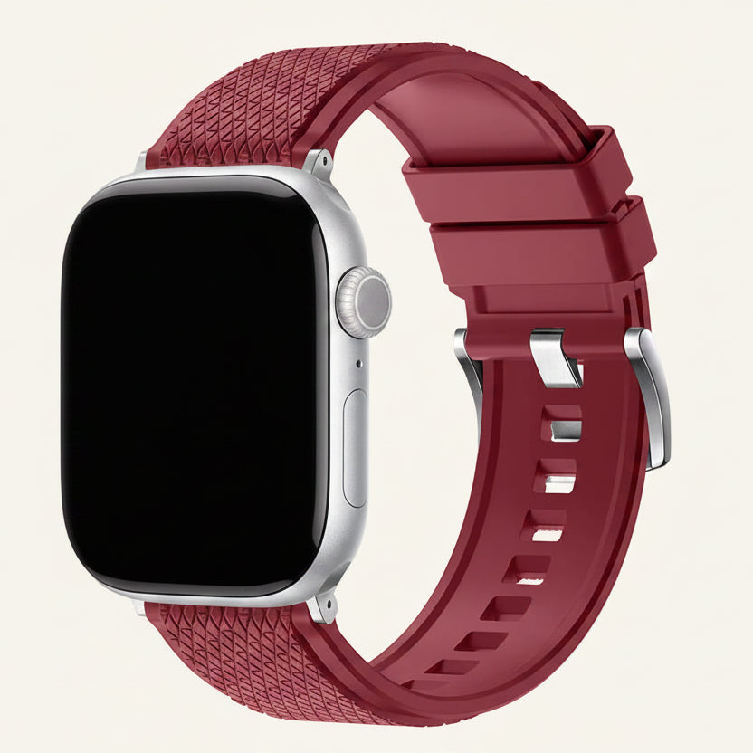 Bracelet Apple Watch FKM fluoré porté au poignet homme