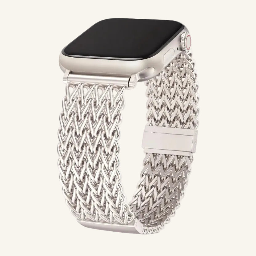 Bracelet Apple Watch maille tressée argent — La Maille Bijou