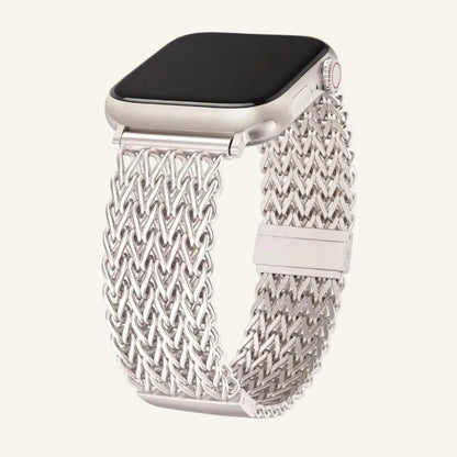 Bracelet Apple Watch maille tressée argent — La Maille Bijou