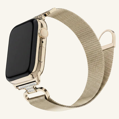 Bracelet Apple Watch milanaise strass or — La Milanaise Cristal