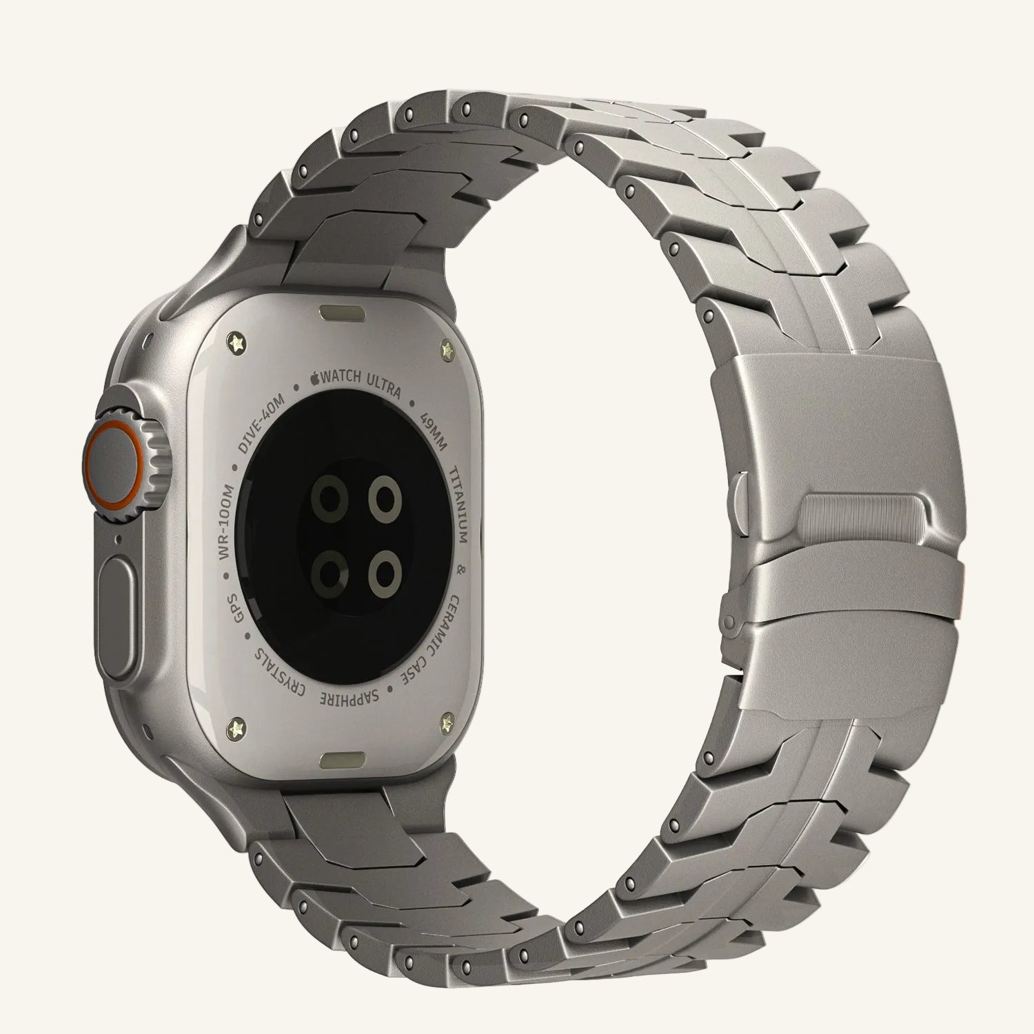 Bracelet Apple Watch noir orange à maillons industriels