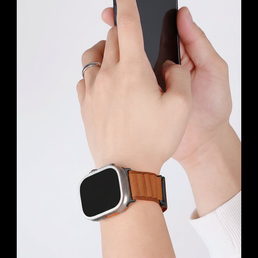 Bracelet Apple Watch nylon alpin noir boucle deux sections