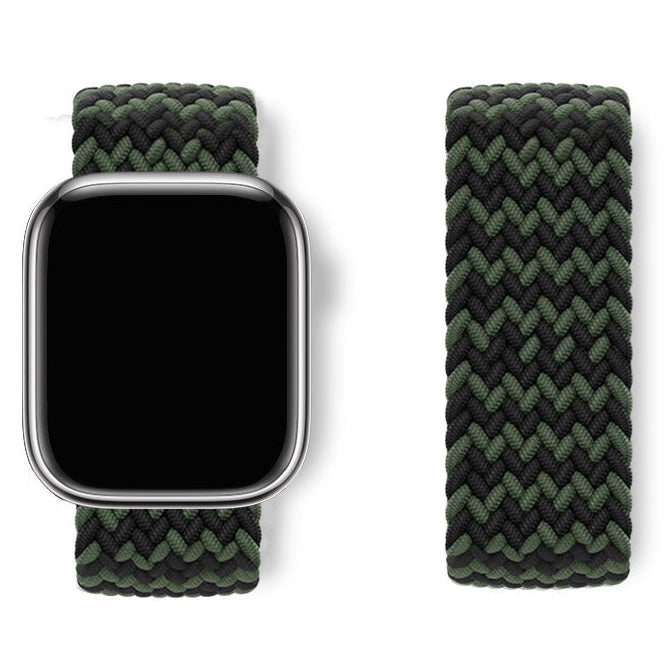 Bracelet Apple Watch nylon élastique motif W bleu et blanc