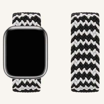 Bracelet Apple Watch nylon élastique motif W noir et rouge