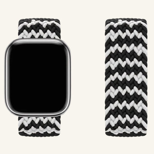 Bracelet Apple Watch nylon élastique motif W noir et rouge