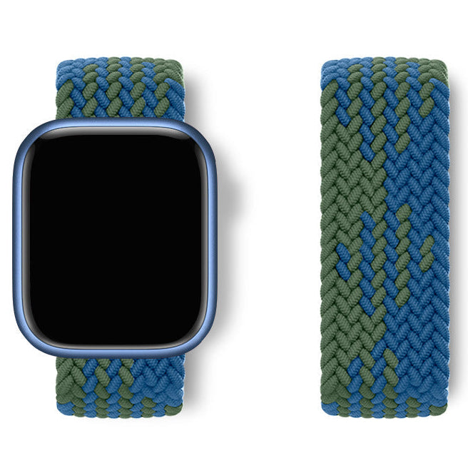 Bracelet Apple Watch nylon élastique motif Z bleu et blanc