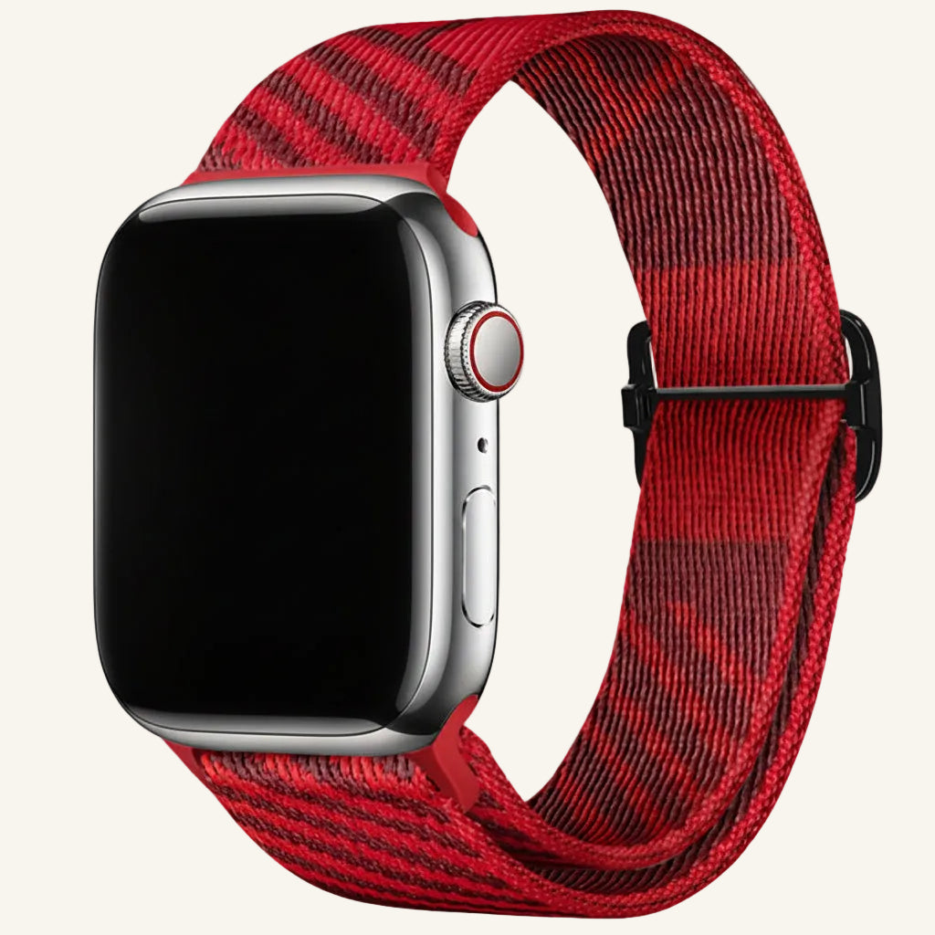 Bracelet Apple Watch nylon rayé bleu lin et vert Vérone
