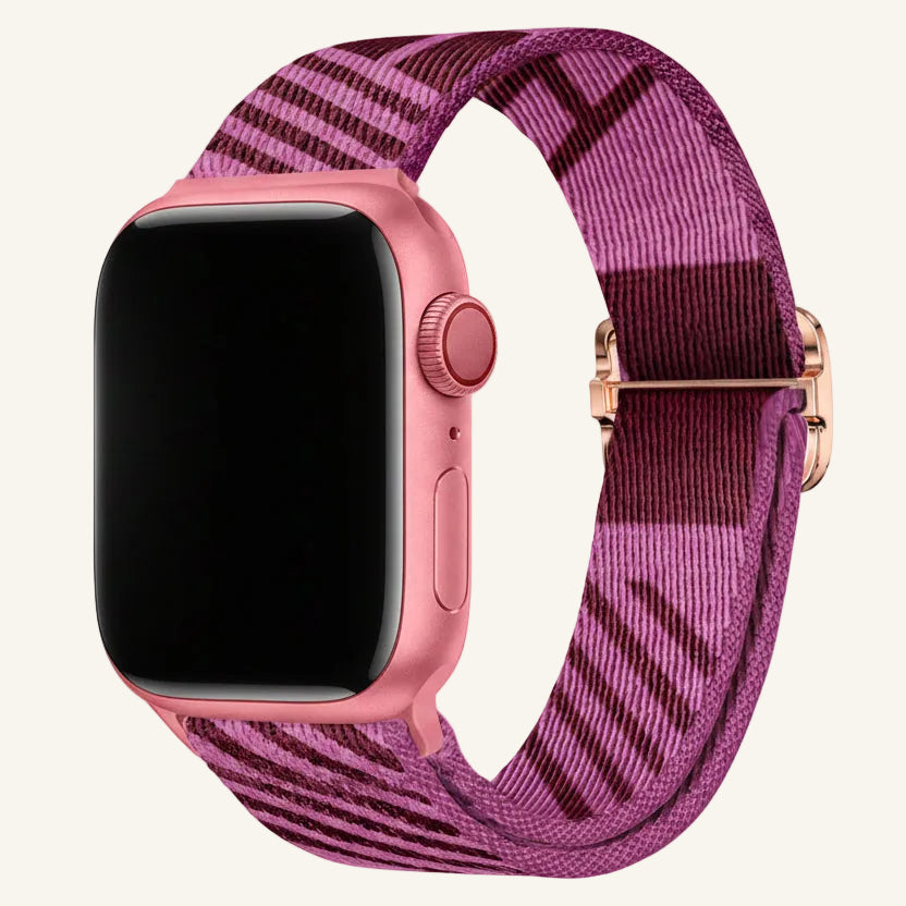 Bracelet Apple Watch nylon rayé kraft et orange