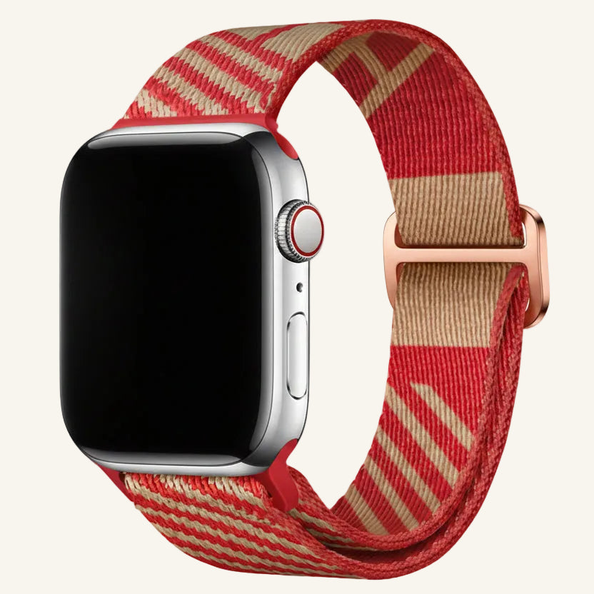 Bracelet Apple Watch nylon rayé rose magnolia