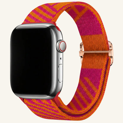 Bracelet Apple Watch nylon rayé vert Vérone et noir