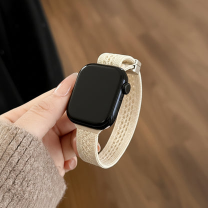 Bracelet Apple Watch nylon tissé brun foncé minimaliste