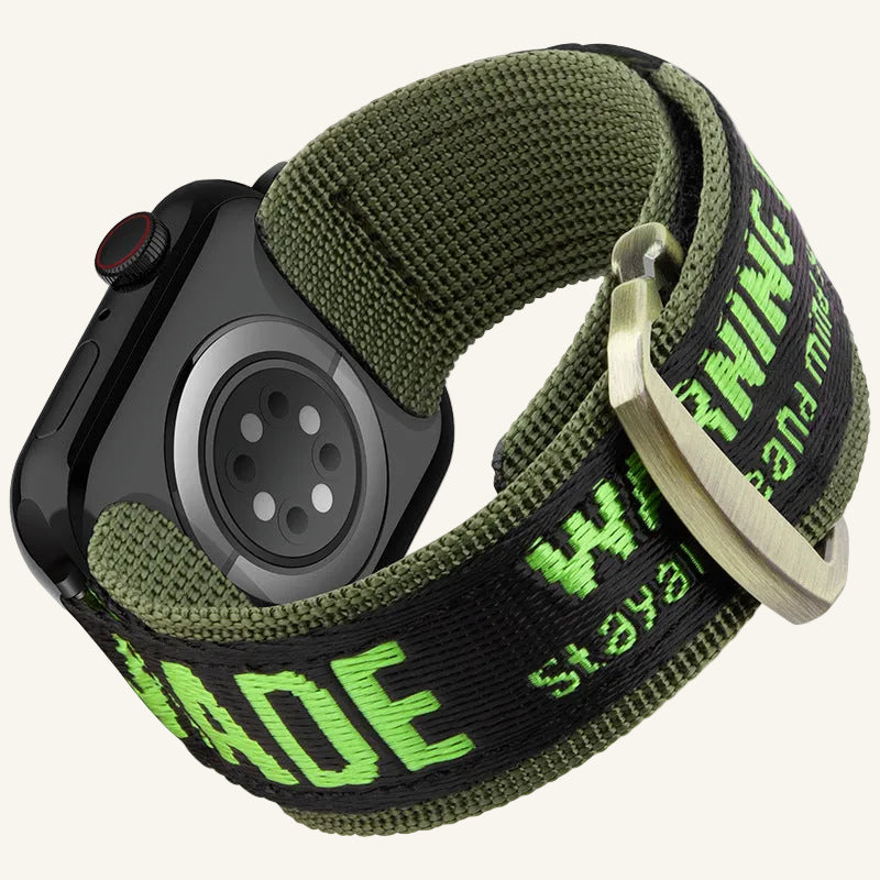 Bracelet Apple Watch nylon toile velcro compatible Series SE et Ultra