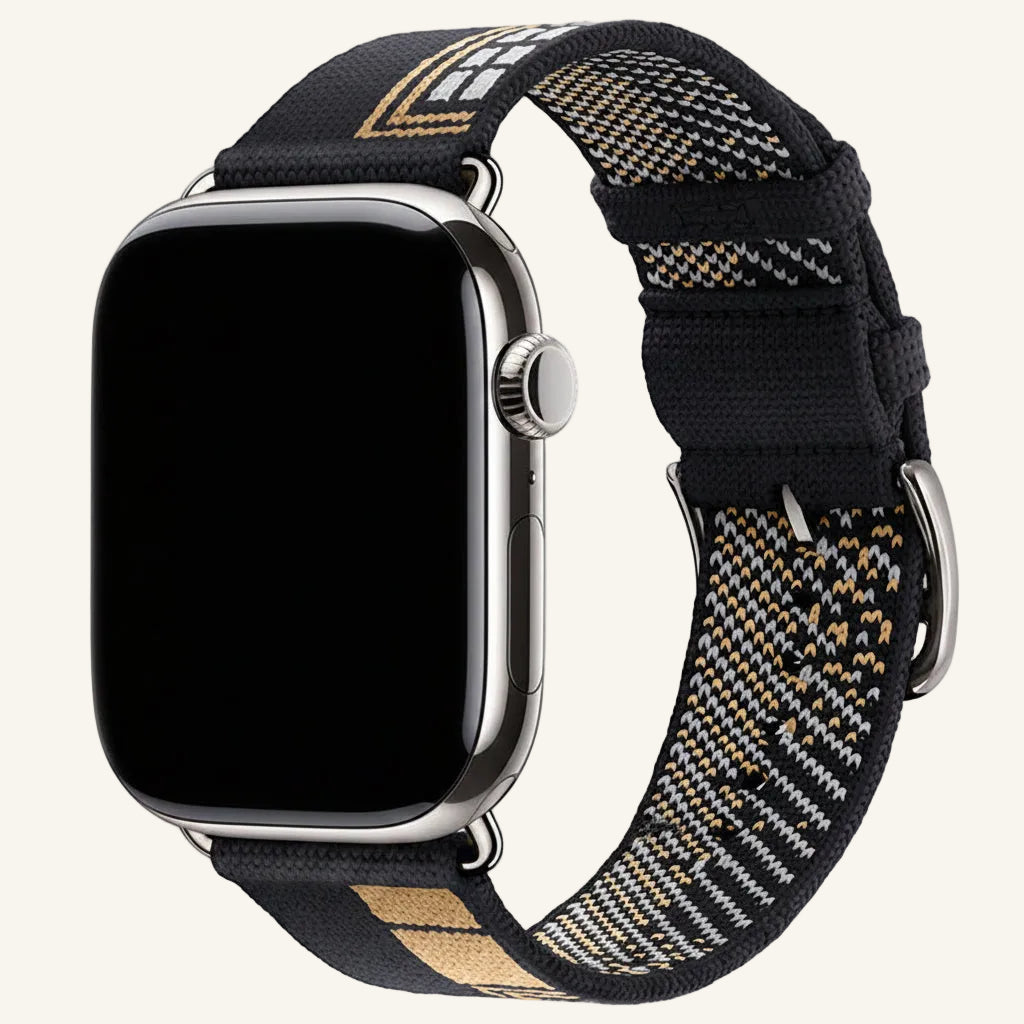 Bracelet Apple Watch nylon tressé or noir