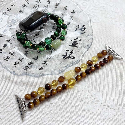 Bracelet Apple Watch perles teinte ambre et breloque pixiu