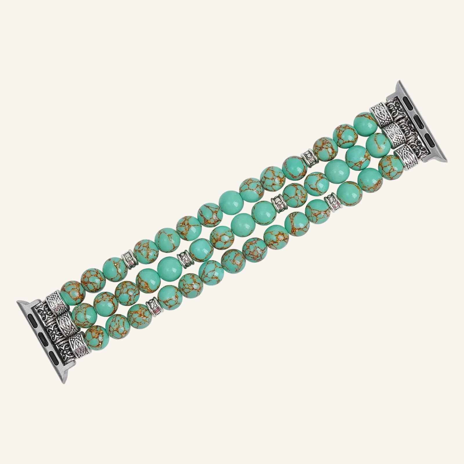 Gros plan perles effet pierre pastel bracelet Apple Watch