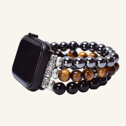 Perles de pierre chocolat du bracelet Apple Watch élastique