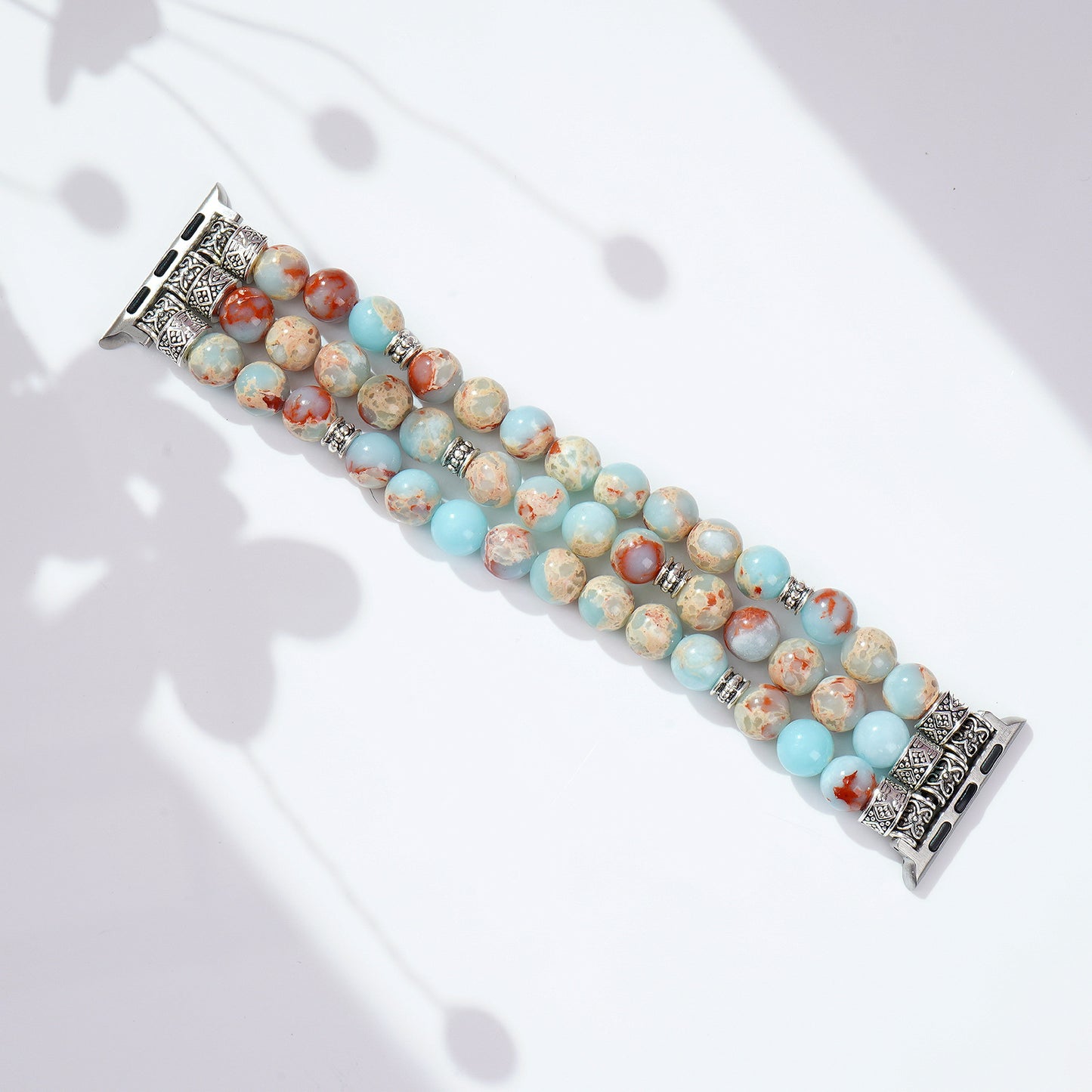 Bracelet Apple Watch perles de pierre naturelle compatible Series SE et Ultra
