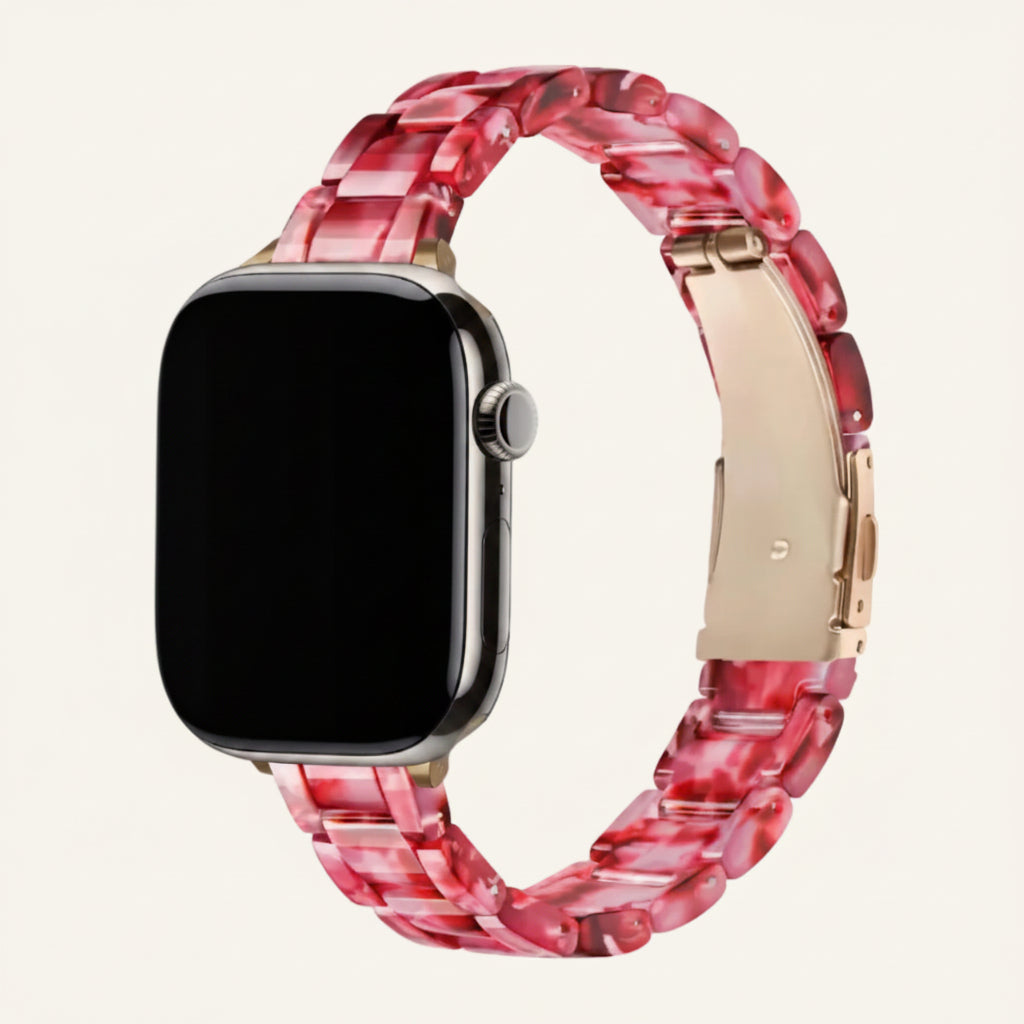 Bracelet Apple Watch résine arc-en-ciel femme