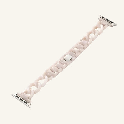 Bracelet Apple Watch résine chaîne blanc nacré femme