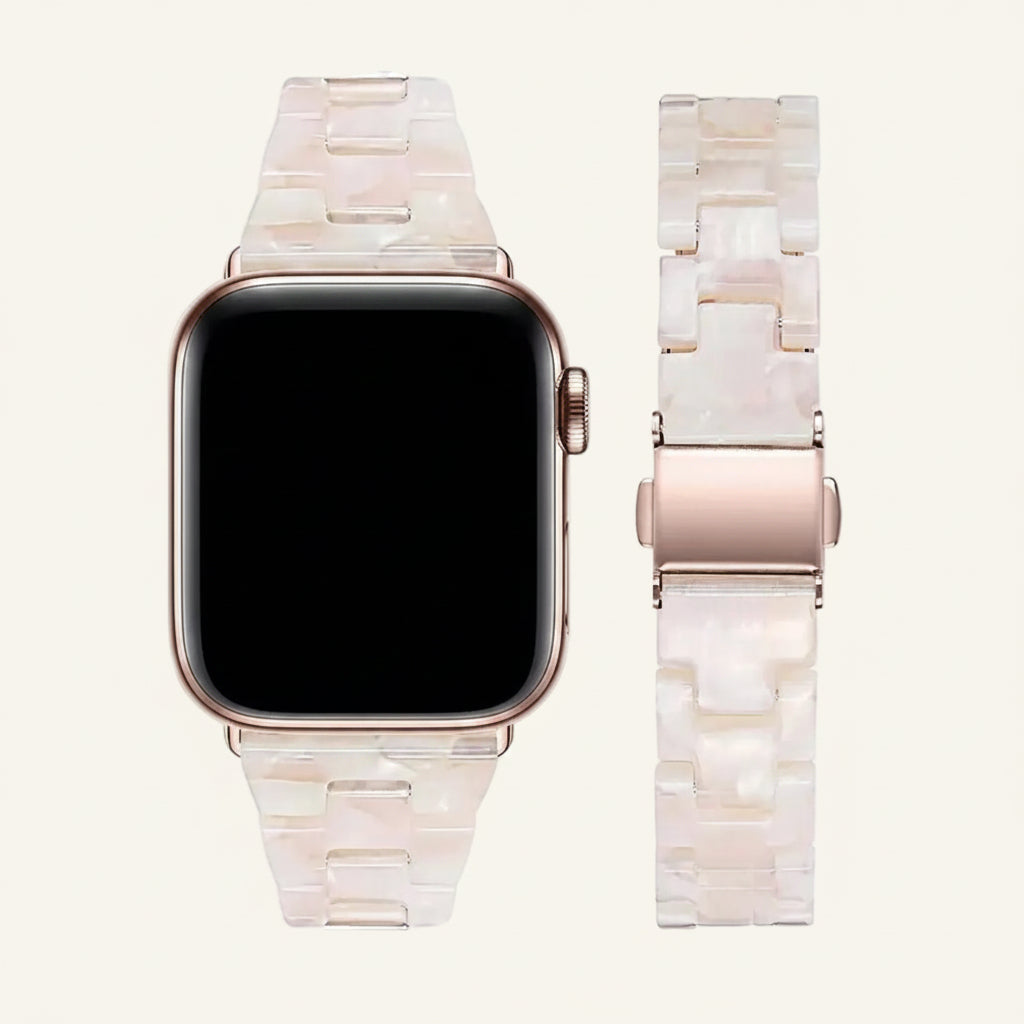 Bracelet Apple Watch résine fine rose poudré femme