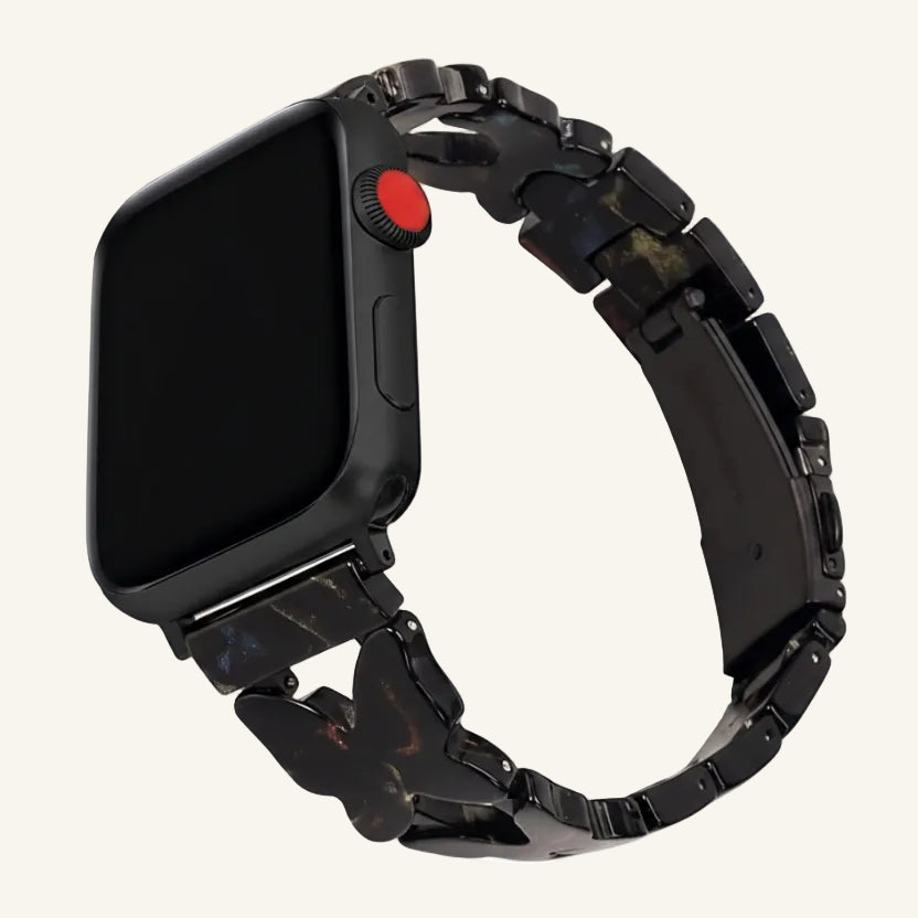 Bracelet Apple Watch résine papillon blanc femme
