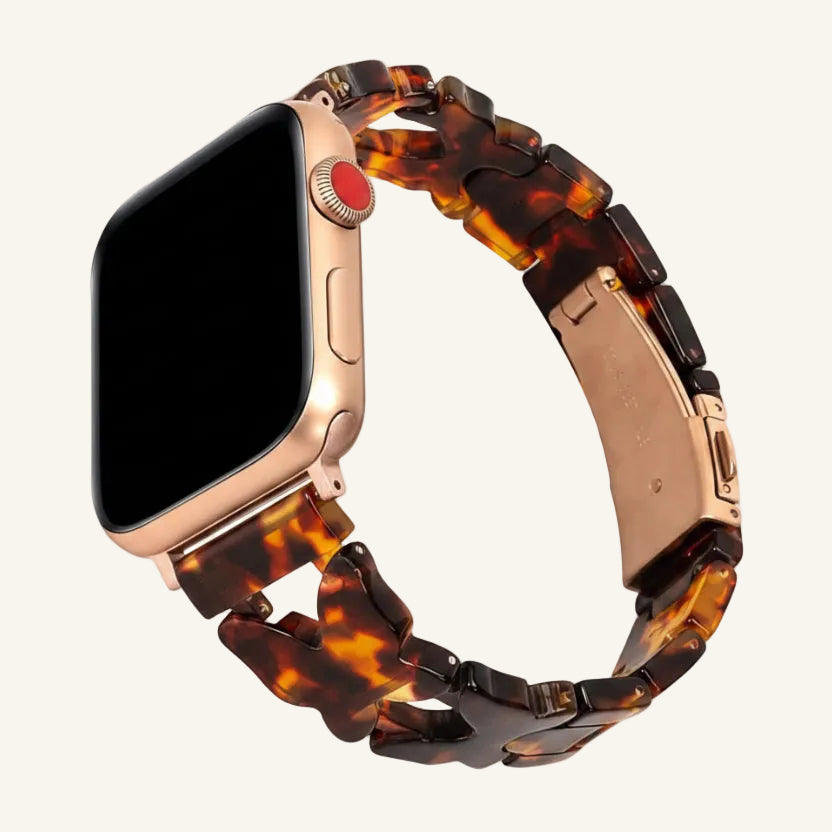 Bracelet Apple Watch résine papillon encre noir et blanc femme