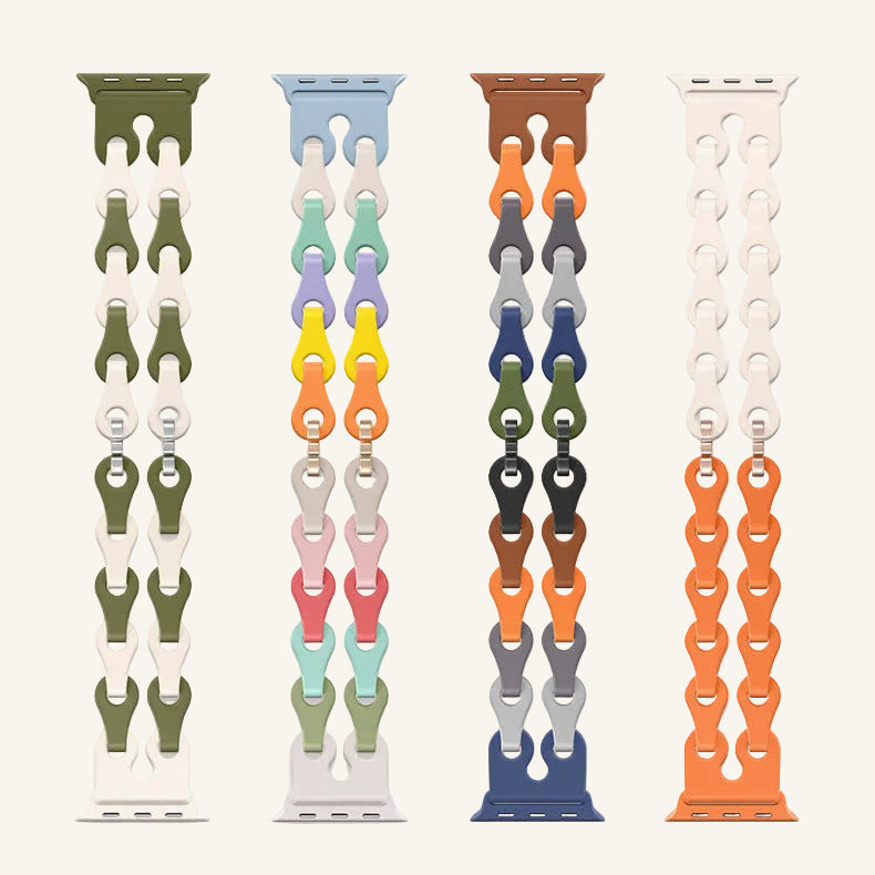 Bracelet Apple Watch silicone ajouré effet chaîne femme — La Chaînette