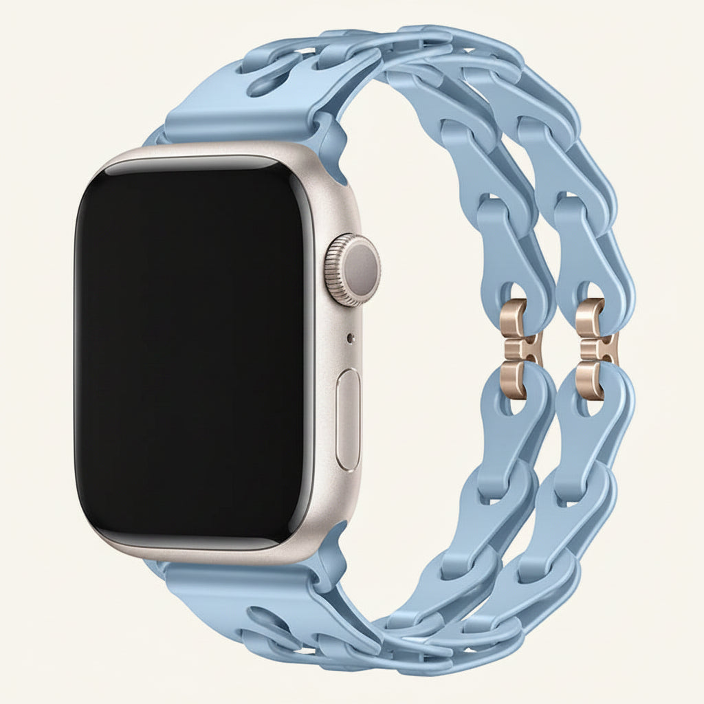 Bracelet Apple Watch silicone ajouré effet chaîne compatible Series SE et Ultra