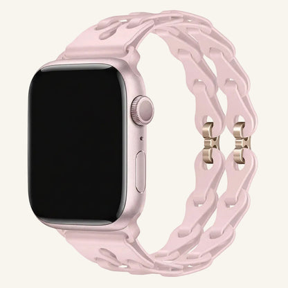Bracelet Apple Watch silicone ajouré thé au lait femme