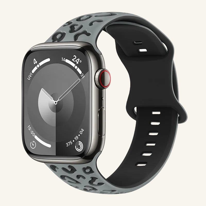 Bracelet Apple Watch silicone bicolore blanc et noir
