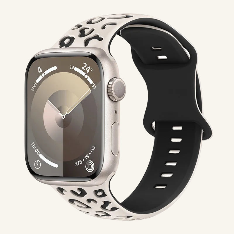Bracelet Apple Watch silicone bicolore cactus et noir