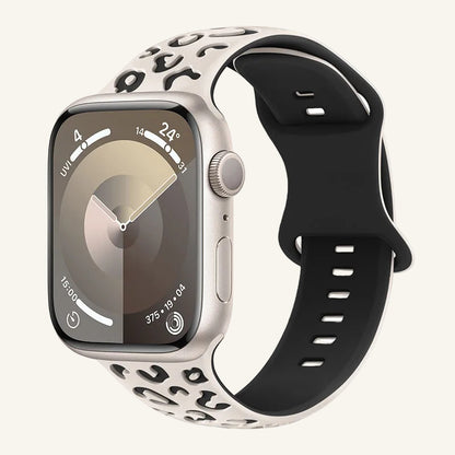 Bracelet Apple Watch silicone bicolore cactus et noir