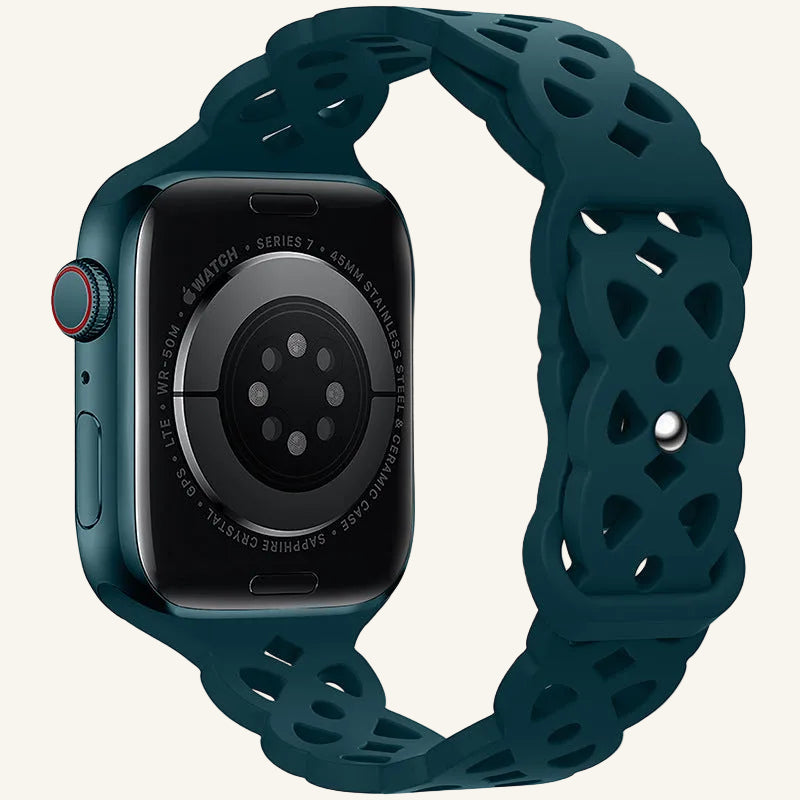 Bracelet Apple Watch silicone dentelle blanc femme