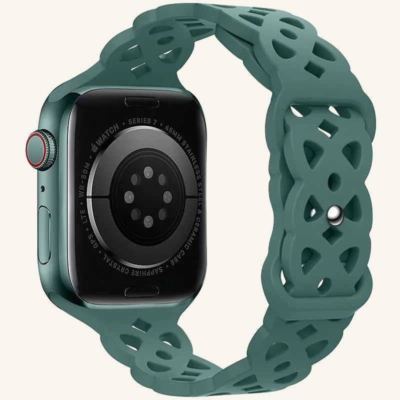 Bracelet Apple Watch silicone dentelle gris lavande femme