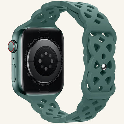 Bracelet Apple Watch silicone dentelle gris lavande femme