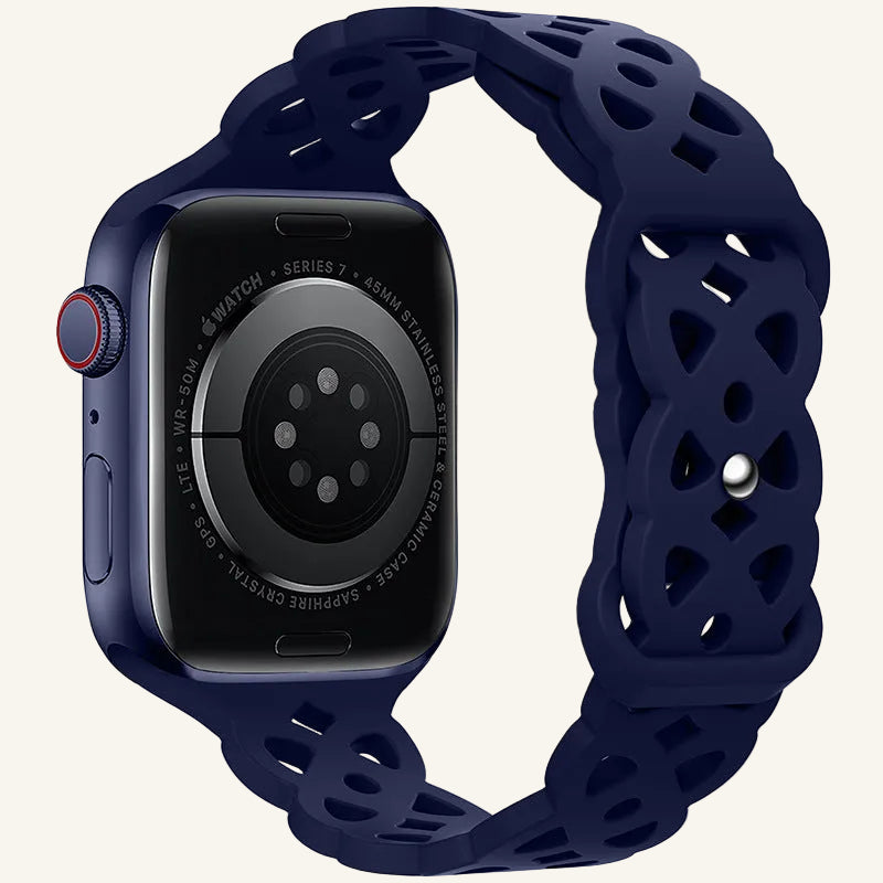 Bracelet Apple Watch silicone dentelle lilas femme