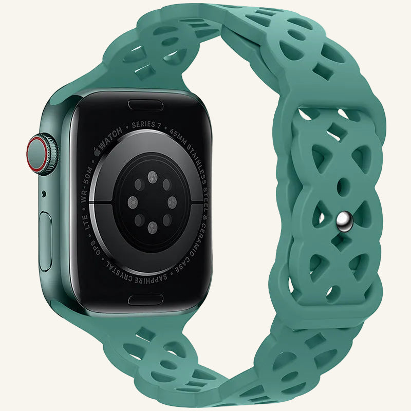 Bracelet Apple Watch silicone dentelle rouge vin femme