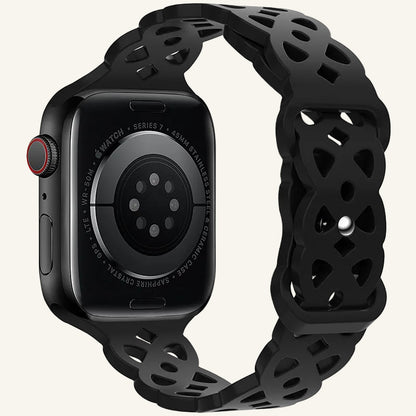 Bracelet Apple Watch silicone dentelle sable rose femme
