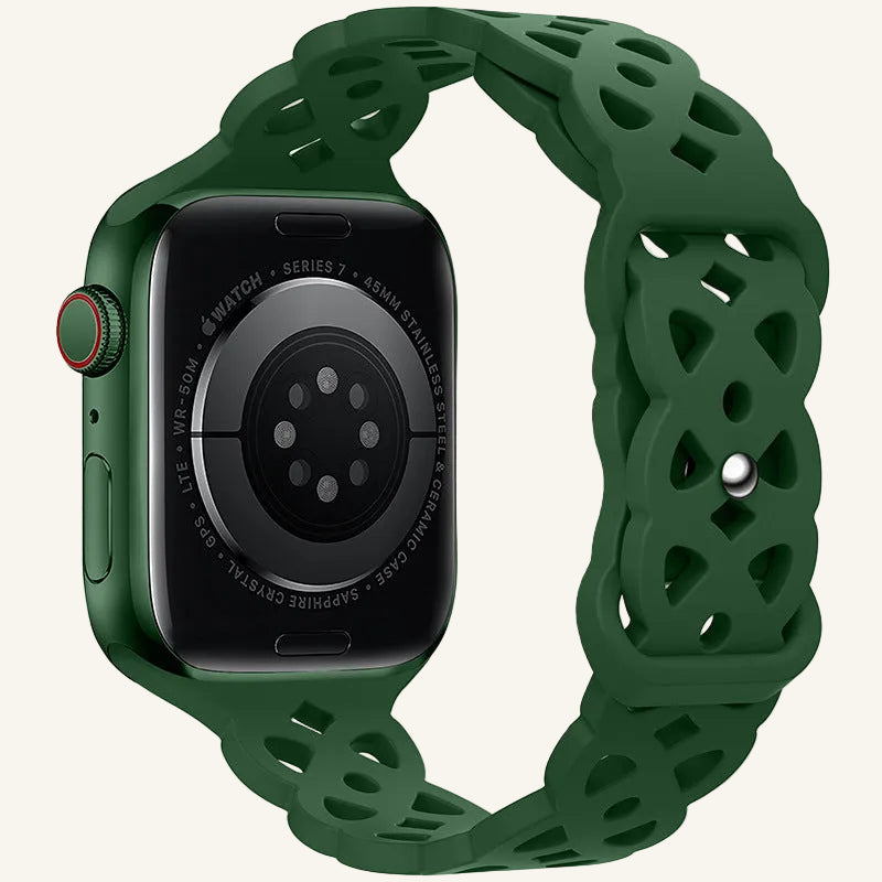 Bracelet Apple Watch silicone dentelle thé au lait femme