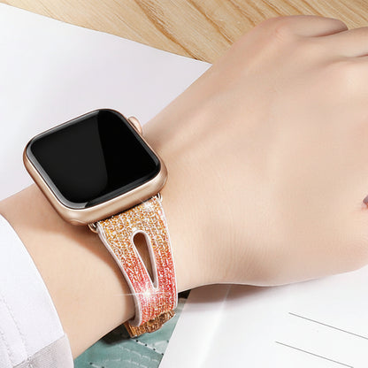 Bracelet Apple Watch silicone losange arc-en-ciel femme